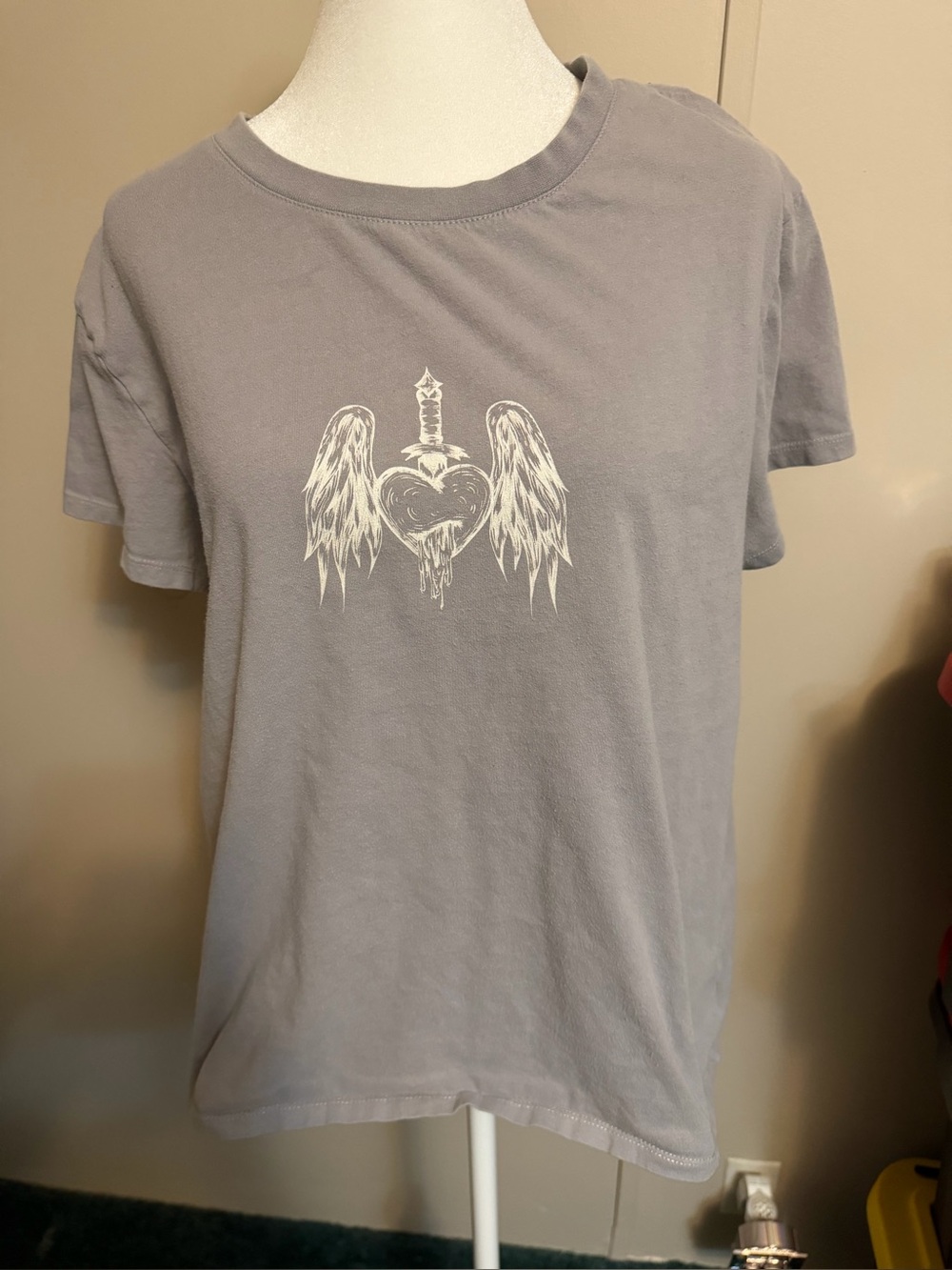 Vitriol Wounded Angel Grey Graphic Crop T-Shirt